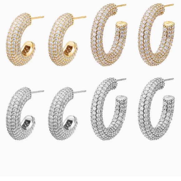 Adina Eden Jumbo Pave Hoops In Silver, Size: OS - Picture 2 of 10